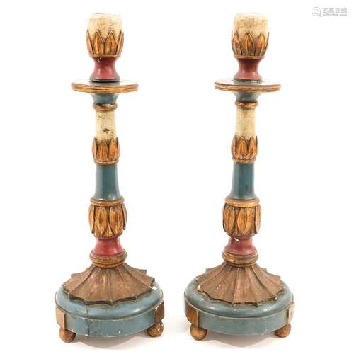 A Pair of Spanish Candlesticks