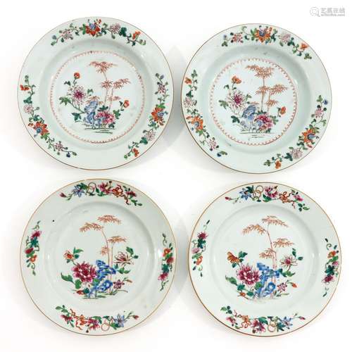 A Collection of 4 Famille Rose Plates