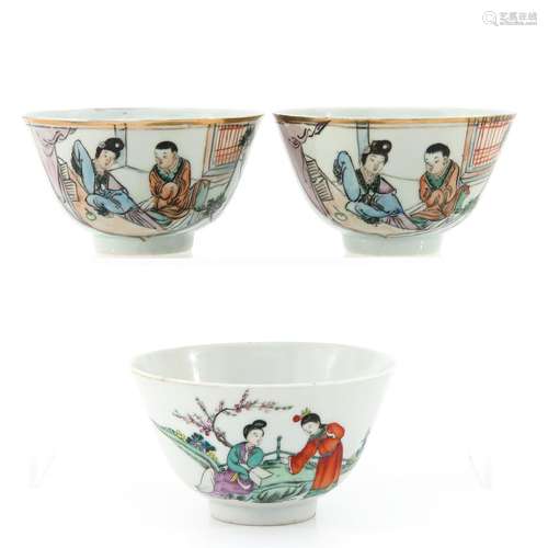 A Set of 3 Polychrome Bowls