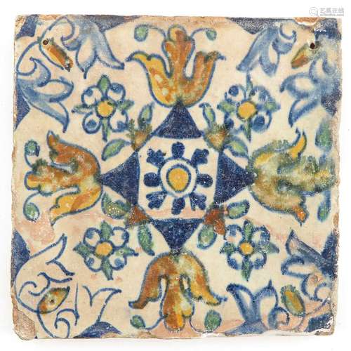 A Dutch Tile Circa 1600