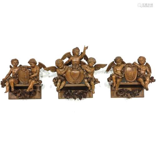 Group of Carved Oak Sculptures Circa 1800