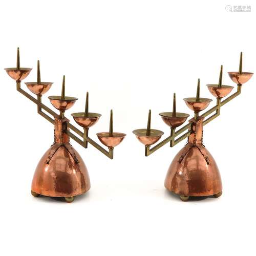 A Pair of Art Deco Altar Candlesticks