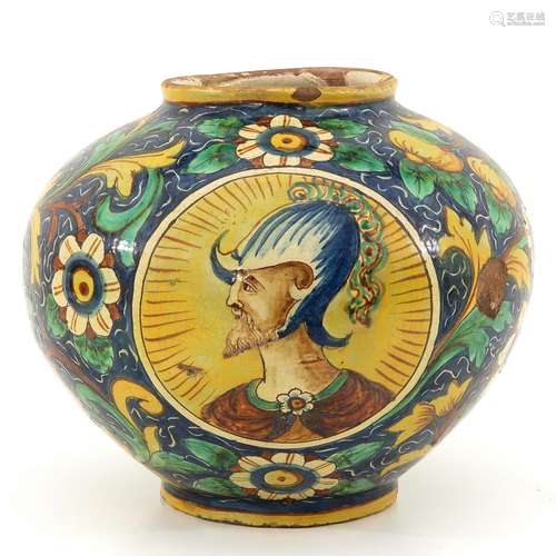 A 17th Century Italian Majolica Apothecary Jar