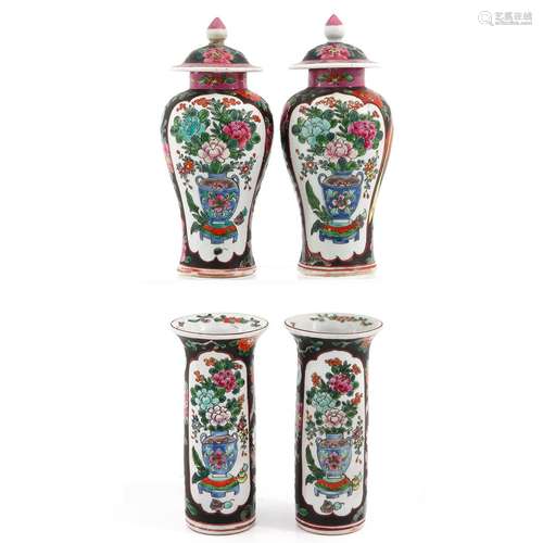 A Set of 4 Garniture Vases