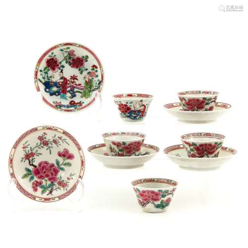 A Collection of 5 Cups and Saucers