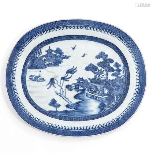 A Blue and White Serving Tray