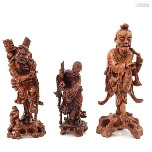 A Collection of 3 Carved Sculptures