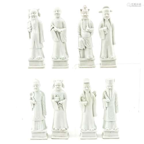 A Set of 8 Blanc de Chine Sculptures