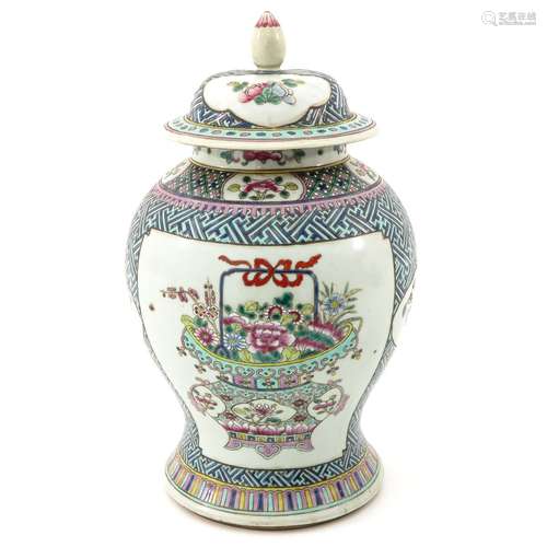 A Polychrome Decor Jar with Cover