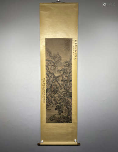 A SCROLL PAINTING OF LANDSCAPE THEME