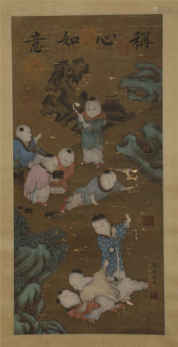 A CHINESE PAINTING SCROLL ON SILK