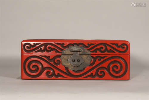 A QING DYN. RED LACQUER BOX
