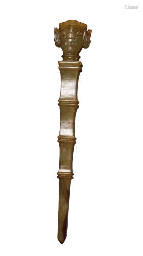 A SHANG DYN. STYLE JADE INSTRUMENT