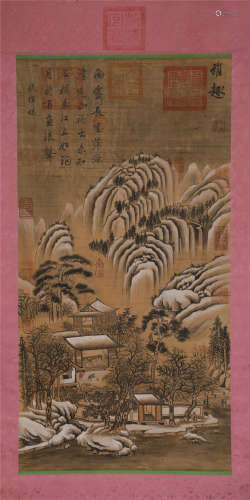 A SCROLL OF CHINESE LANDSCAPE PAINTING