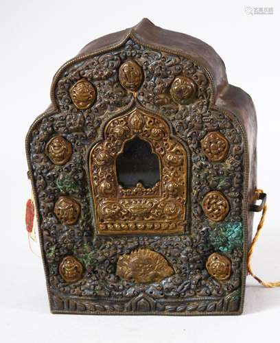 A CHINESE TIBET METAL EMBOSSED INCENSE BURNER - the back ope...