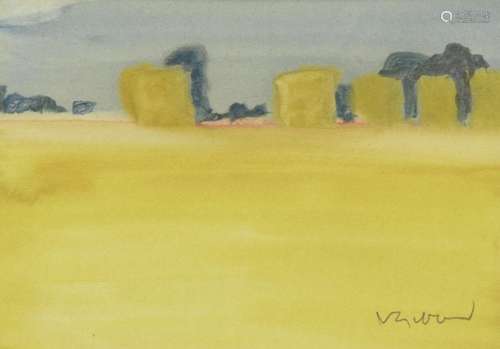 Vernon Gibberd, British 1931-2019- Landscape with Haybales; ...