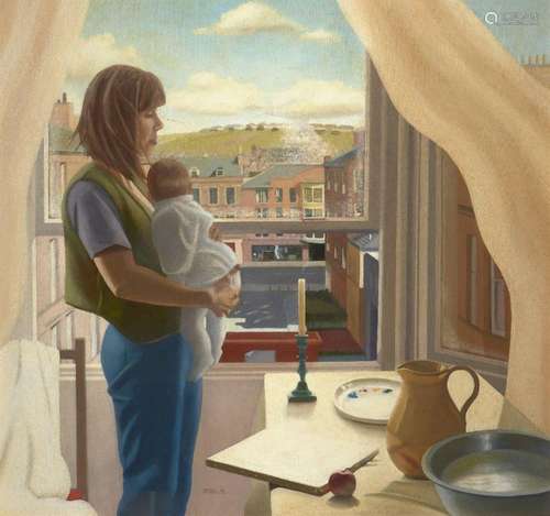 Lesley Banks, Scottish b.1962 - Mother and Baby, 1994; oil o...