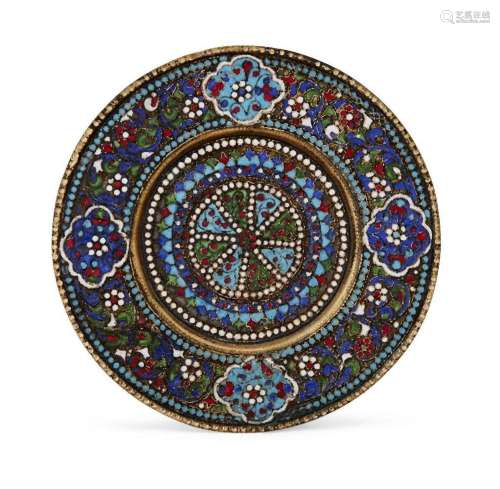 A cloisonné enamelled dish, probably Russian, late 19th cent...