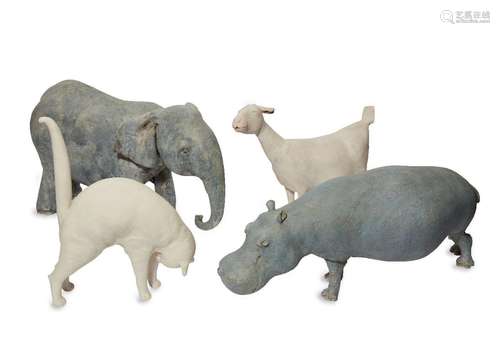 Zoe Whiteside, English, four studio pottery animals, compris...