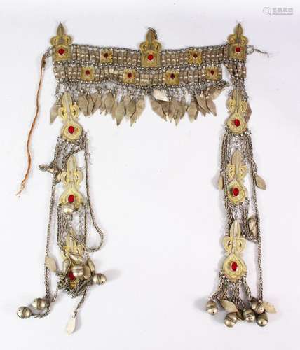 AN ISLAMIC CEREMONIAL NECKLACE, with hanging bells.