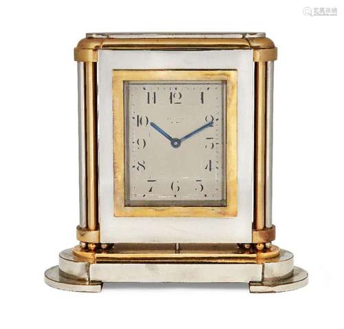 A Breguet brass and silvered desk clock, second quarter 20th...