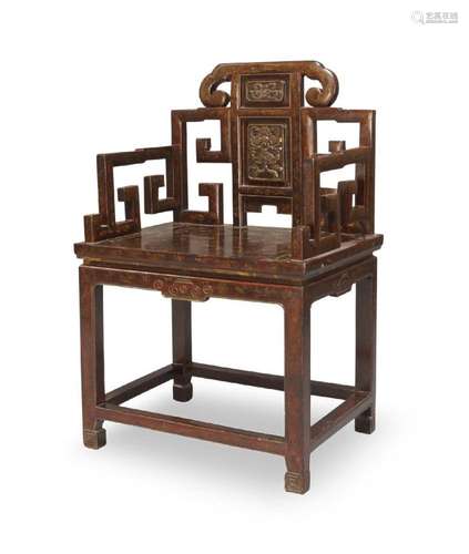 A Chinese hardwood armchair, Qing dynasty, Qianlong period, ...