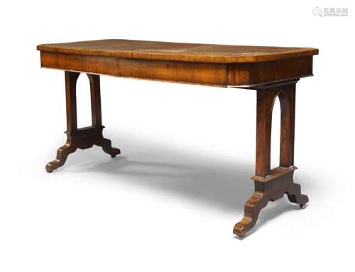 A William IV rosewood and cross-banded library table, the to...