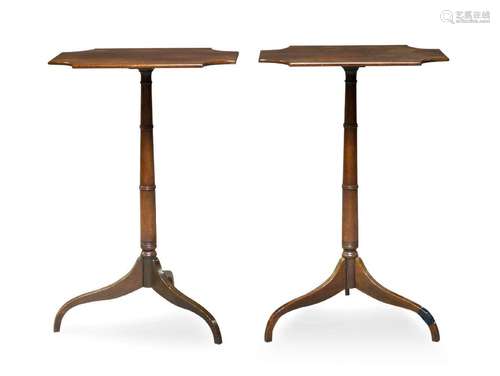 A pair of mahogany tripod occasional tables, 19th century, t...