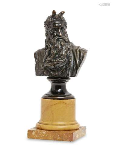 A German bronze bust of Moses, after Michelangelo, late 19th...