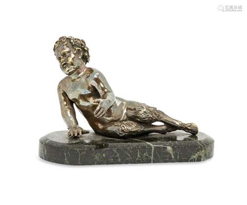 A French bronze model of a reclining satyr, late 19th centur...