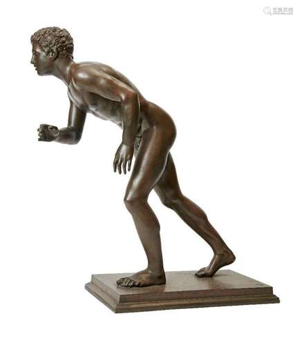 A large Neapolitan bronze model of an athlete, early 20th ce...