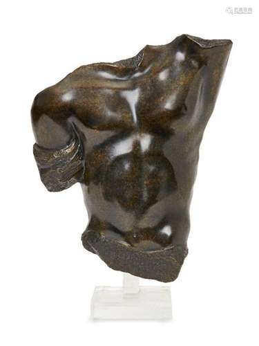 A bronze model of a male torso, last quarter 20th century, e...