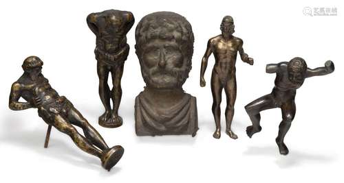 A group of four bronze models of classical male figures, 19t...