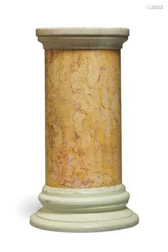 A scagliola pedestal column, 20th century, with marble top, ...