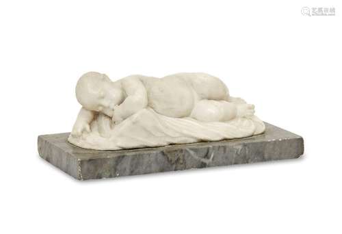 A French marble model of a sleeping child, 19th century, dep...