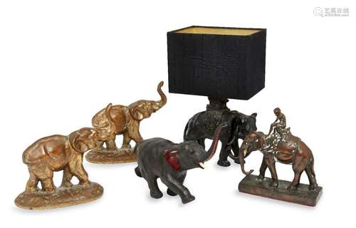 Two modern bronze elephant book ends, 21cm high, 20cm wide; ...