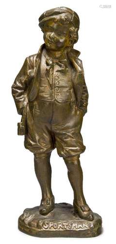 An Italian bronze model of a young boy entitled ‘Sportsman’,...