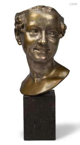 A French silvered bronze bust of a lady, early 20th century,...
