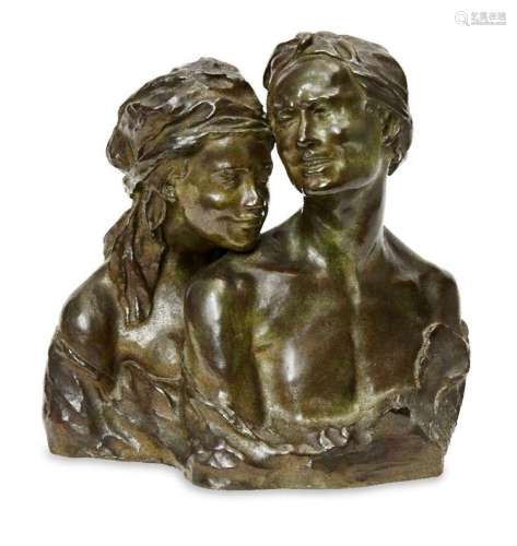 After Alfredo Pina, Italian, 1883-1966, a bronze group of tw...
