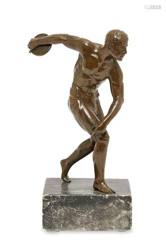 A French or German bronze model of a discus thrower, second ...