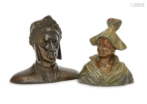 A French bronze bust of a Dante, late 19th century, 12cm hig...