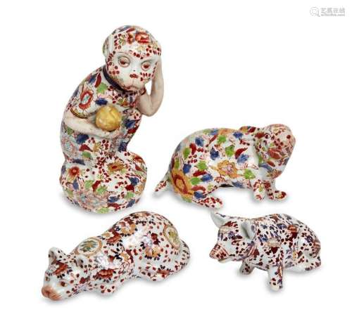 A group of Japanese Imari porcelain animals, Taisho period, ...