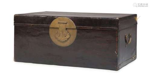 A Chinese dark lacquered travelling trunk, early 20th Centur...
