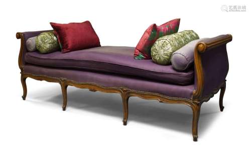 A French style Continental fruitwood window seat sofa, mould...