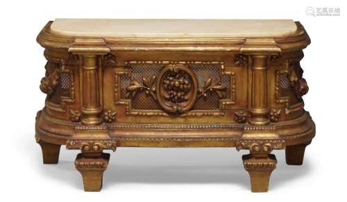 A Continental giltwood and marble topped low console table, ...
