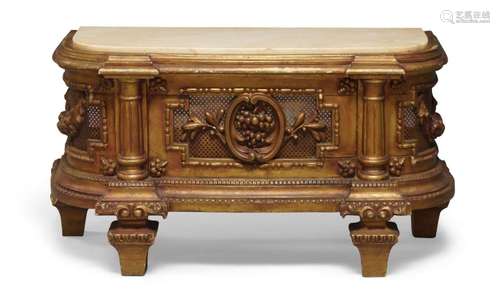 A Continental giltwood and marble topped low console table, ...