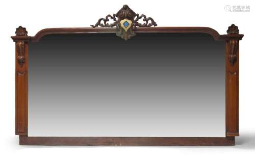 A large Victorian mahogany over-mantel mirror, applied mould...