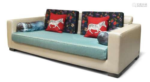 An Art Deco style leather Fendi tub sofa, complete with vari...