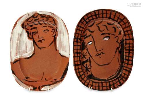 Luke Edward Hall, British, b.1989, a pair of ceramic platter...