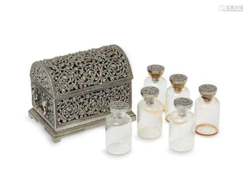 An Indian white metal medicine casket, Rajasthan, 19th centu...